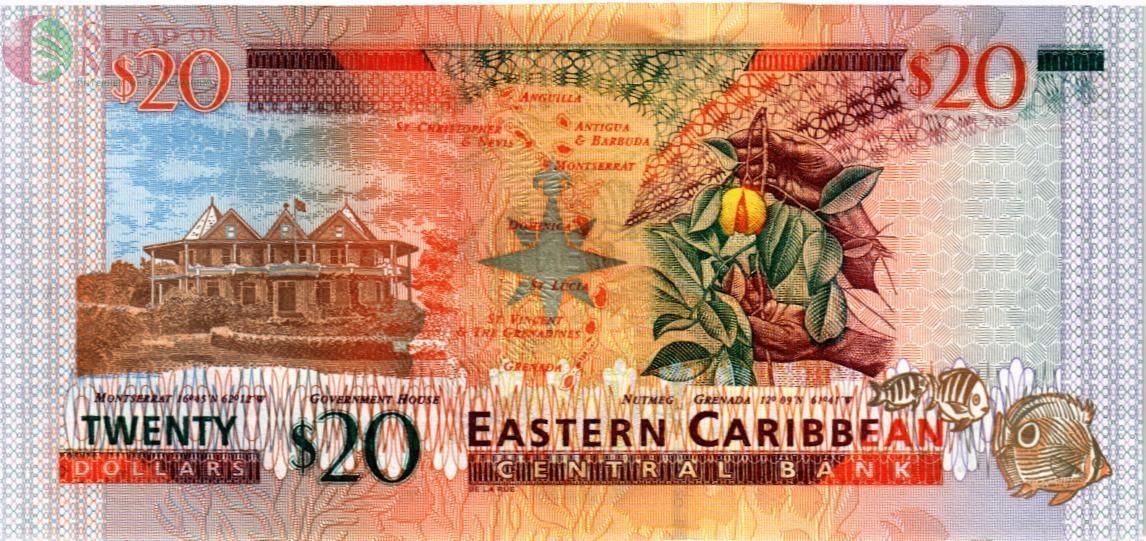 ВОСТОЧНЫЕ КАРИБЫ 20 ДОЛЛАРОВ (D - ДОМИНИКА) 2