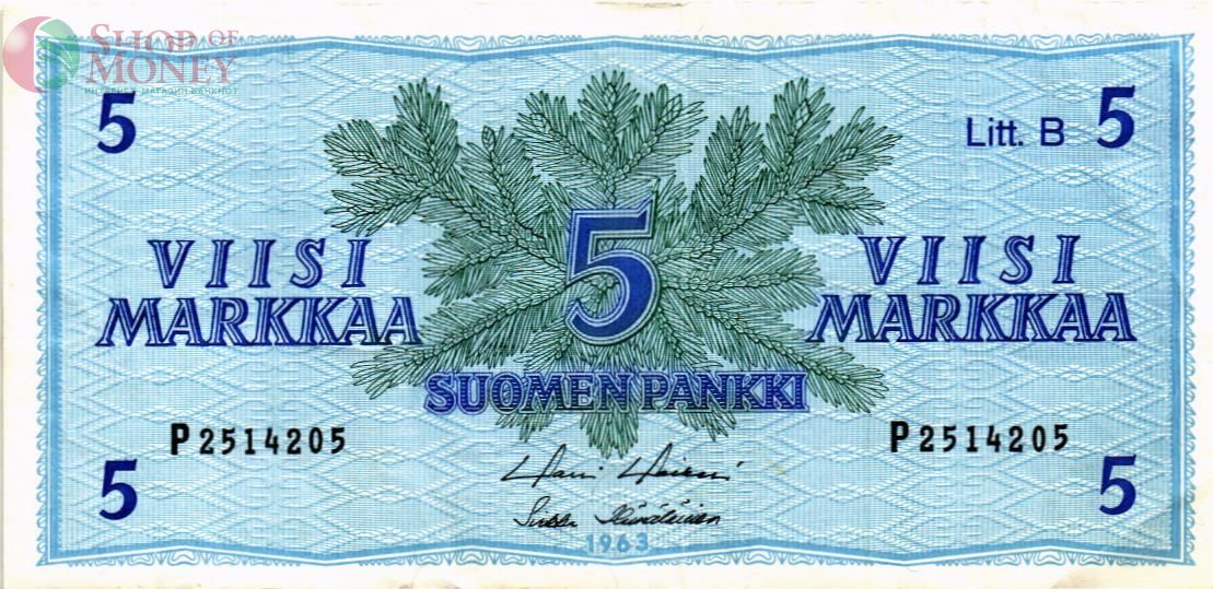 ФИНЛЯНДИЯ 5 МАРОК (Litt. B) 1