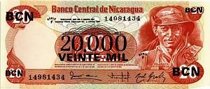 НИКАРАГУА 20000 КОРДОБА (НАДПЕЧАТКА) 1