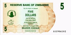 ЗИМБАБВЕ 5 ДОЛЛАРОВ 1