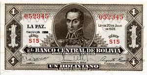 БОЛИВИЯ 1 БОЛИВИАНО 1