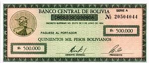 БОЛИВИЯ 500000 БОЛИВИАНОС 1