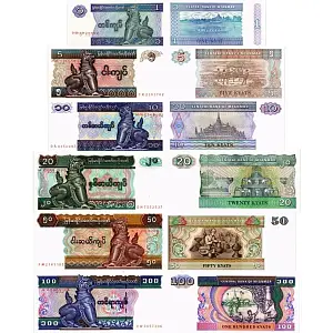 МЬЯНМА НАБОР 6 БАНКНОТ 1