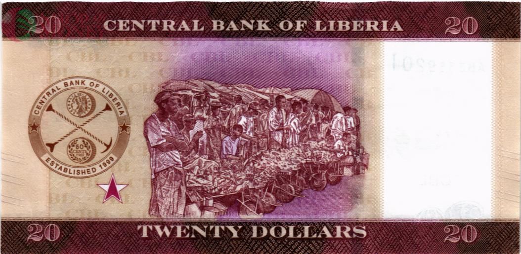 ЛИБЕРИЯ 20 ДОЛЛАРОВ 2