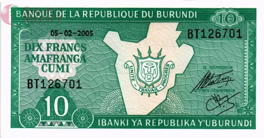 БУРУНДИ 10 ФРАНКОВ 1