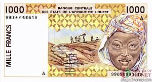 КОТ-Д'ИВУАР 1000 ФРАНКОВ 1