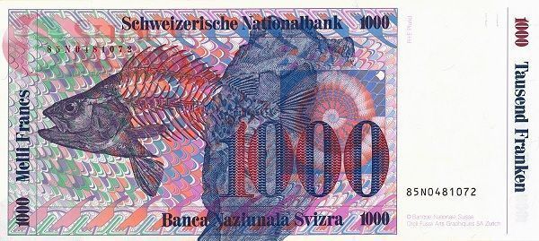 ШВЕЙЦАРИЯ 1000 ФРАНКОВ 2