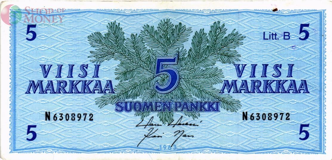 ФИНЛЯНДИЯ 5 МАРОК (Litt. B) 1