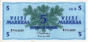 ФИНЛЯНДИЯ 5 МАРОК (Litt. B) 1
