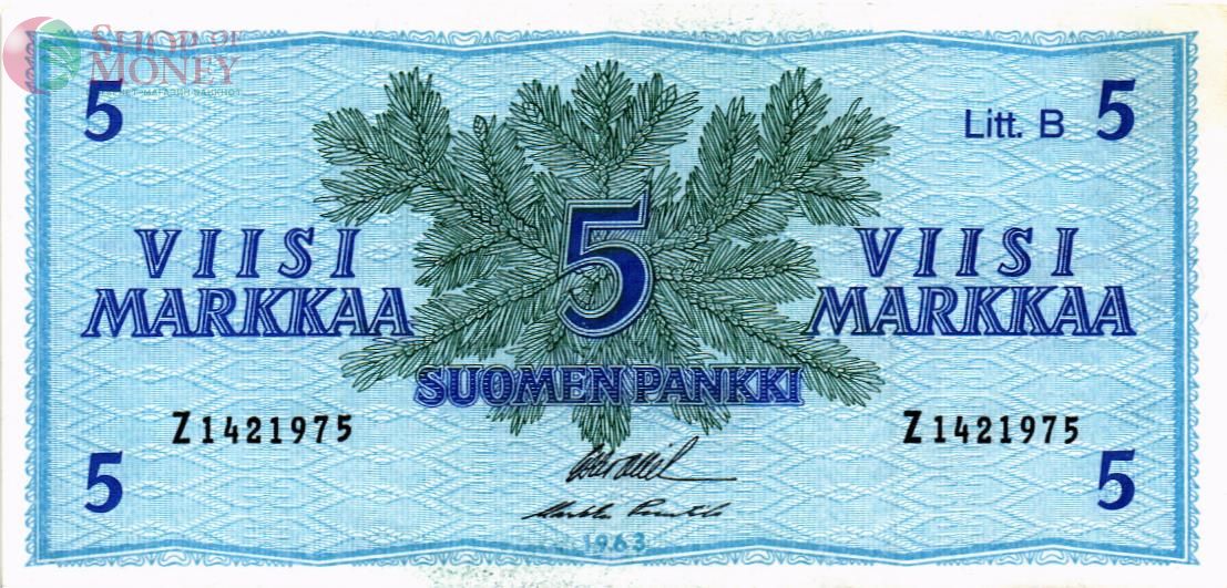 ФИНЛЯНДИЯ 5 МАРОК (Litt. B) 1