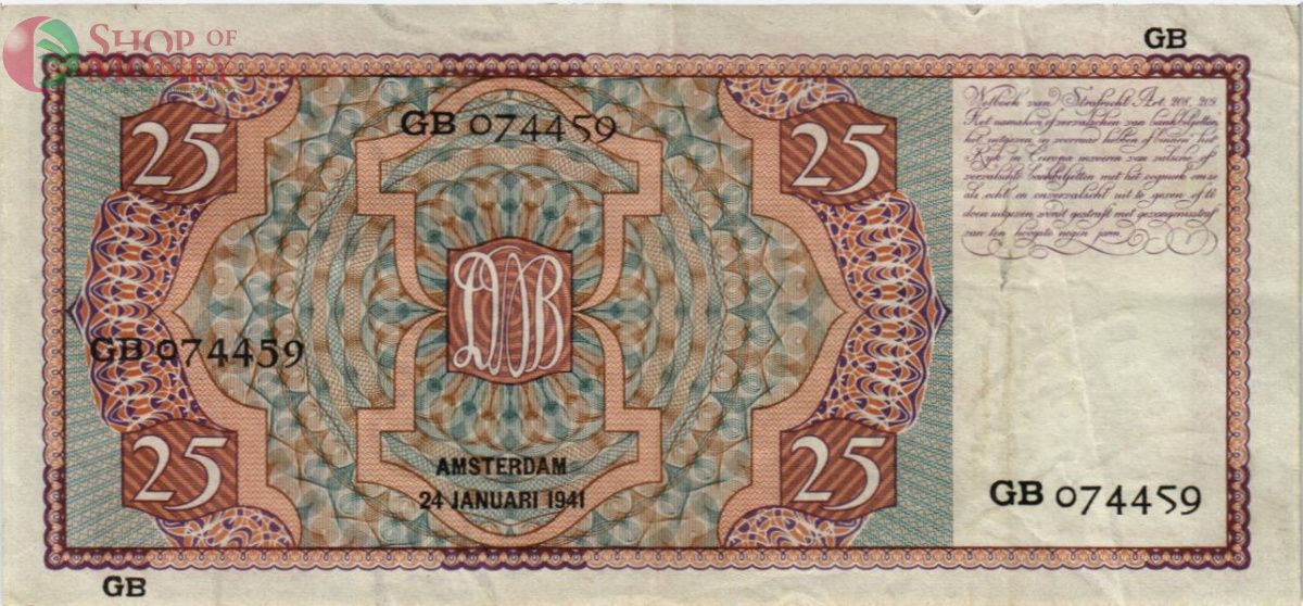 НИДЕРЛАНДЫ 25 ГУЛЬДЕНОВ (24.01.1941) 2