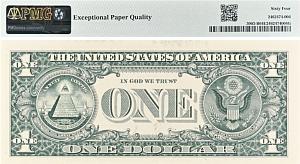 США 1 ДОЛЛАР (B - НЬЮ-ЙОРК - PMG - ГРЕЙД 64) #B02826779D 2