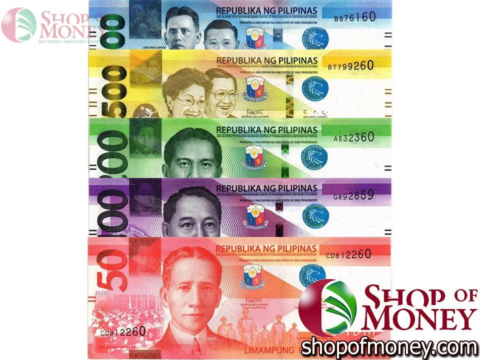 ФИЛИППИНЫ 50 100 200 500 1000 ПЕСО 1