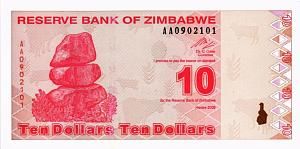 ЗИМБАБВЕ 10 ДОЛЛАРОВ 1