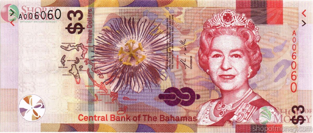 БАГАМСКИЕ ОСТРОВА 3 ДОЛЛАРА #A006060 1