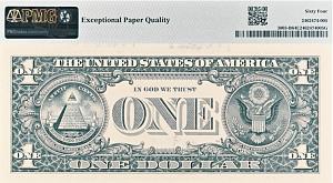 США 1 ДОЛЛАР (B - НЬЮ-ЙОРК - PMG - ГРЕЙД 64) #B02826780D 2
