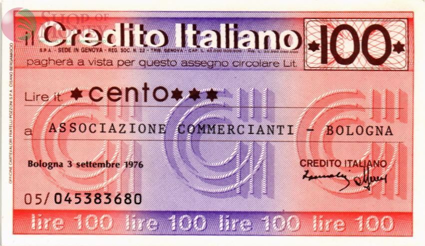 ИТАЛИЯ 100 ЛИР (ЧЕК) 1