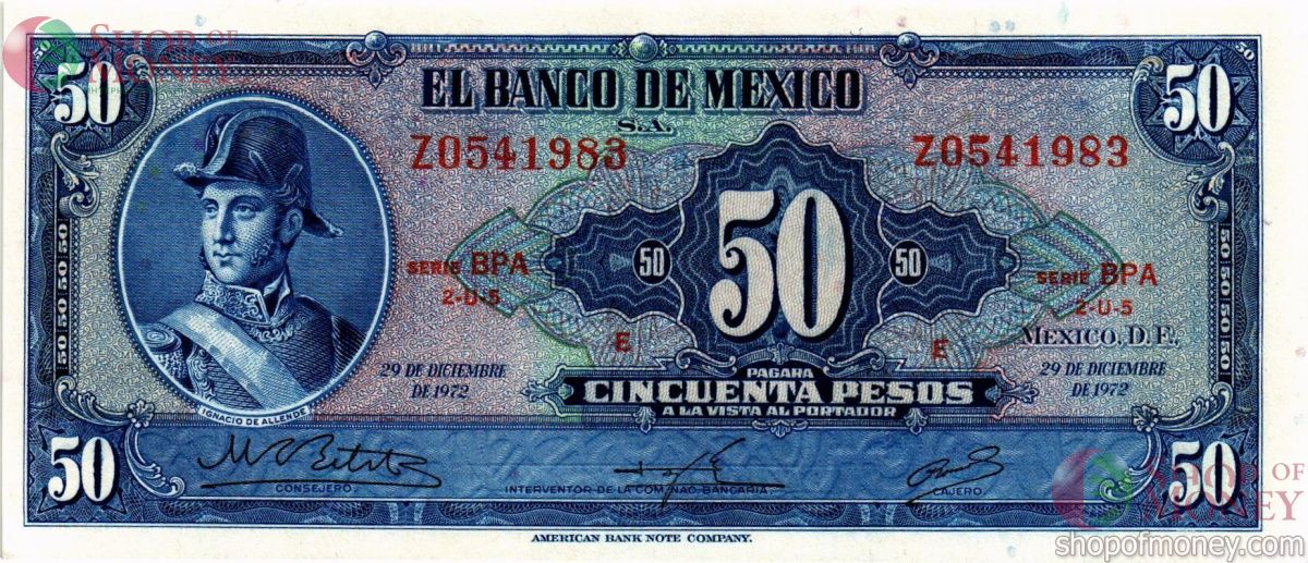 МЕКСИКА 50 ПЕСО (29.12.1972) 1