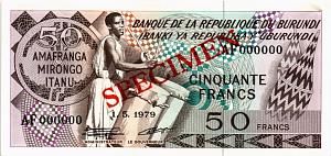БУРУНДИ 50 ФРАНКОВ (SPECIMEN) 1