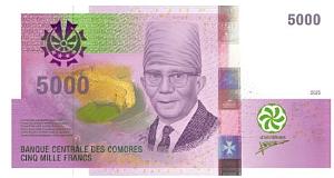 КАМОРСКИЕ ОСТРОВА 5000 ФРАНКОВ 1