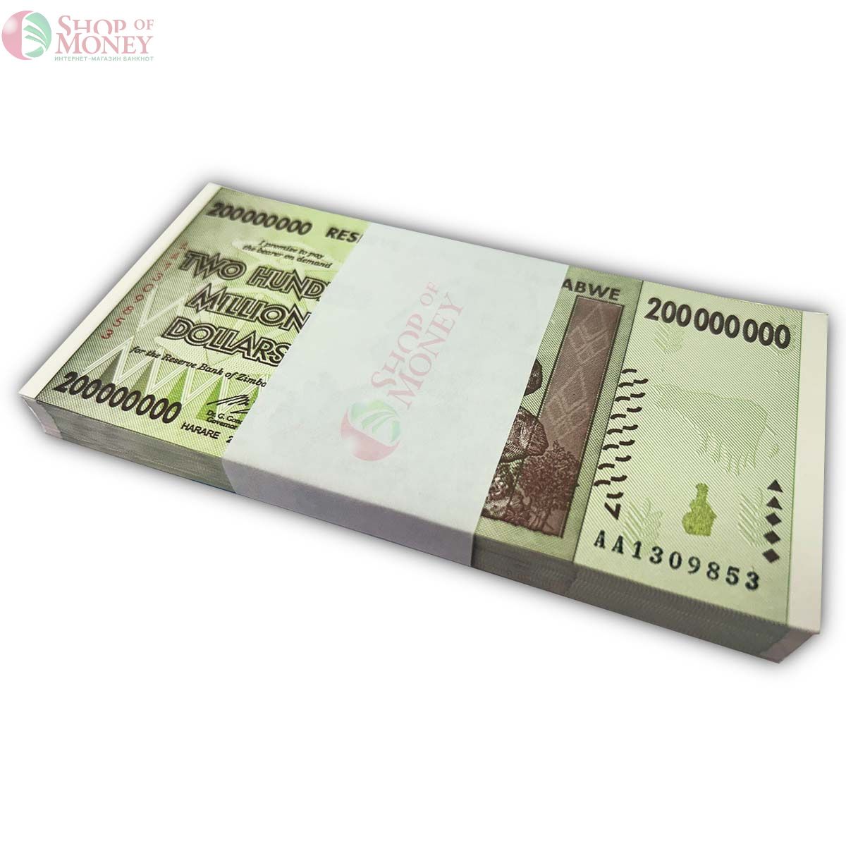 ЗИМБАБВЕ 200000000 ДОЛЛАРОВ (AA) 100 БАНКНОТ 1