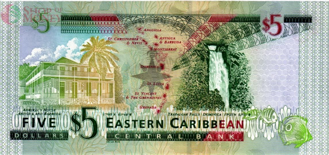 ВОСТОЧНЫЕ КАРИБЫ 5 ДОЛЛАРОВ (V - СЕНТ ВИНСЕНТ) 2