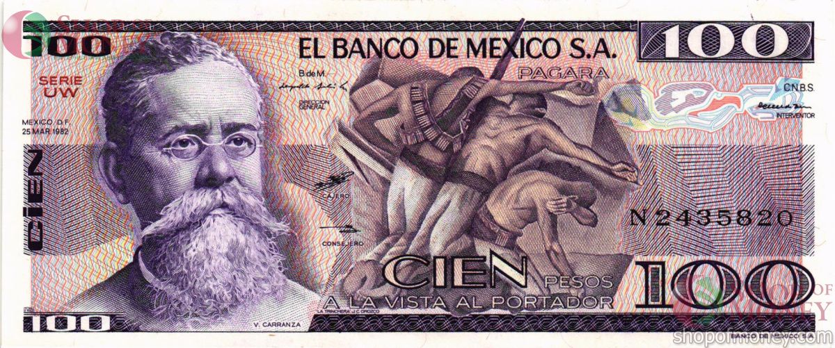 МЕКСИКА 100 ПЕСО (-UW- СЕРИЯ) 1