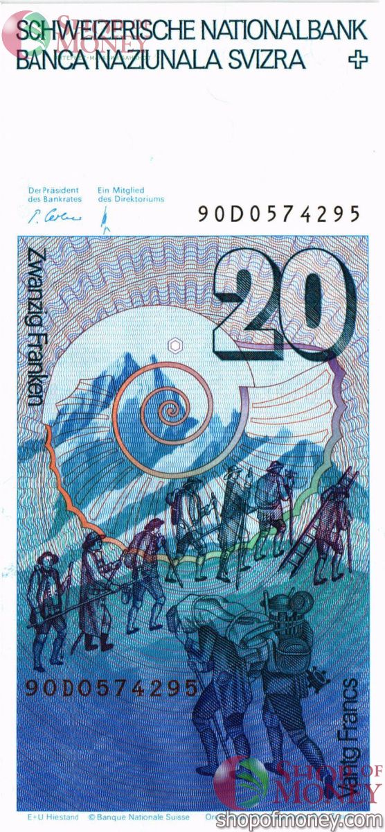 ШВЕЙЦАРИЯ 20 ФРАНКОВ 2