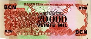 НИКАРАГУА 20000 КОРДОБА (НАДПЕЧАТКА) 2