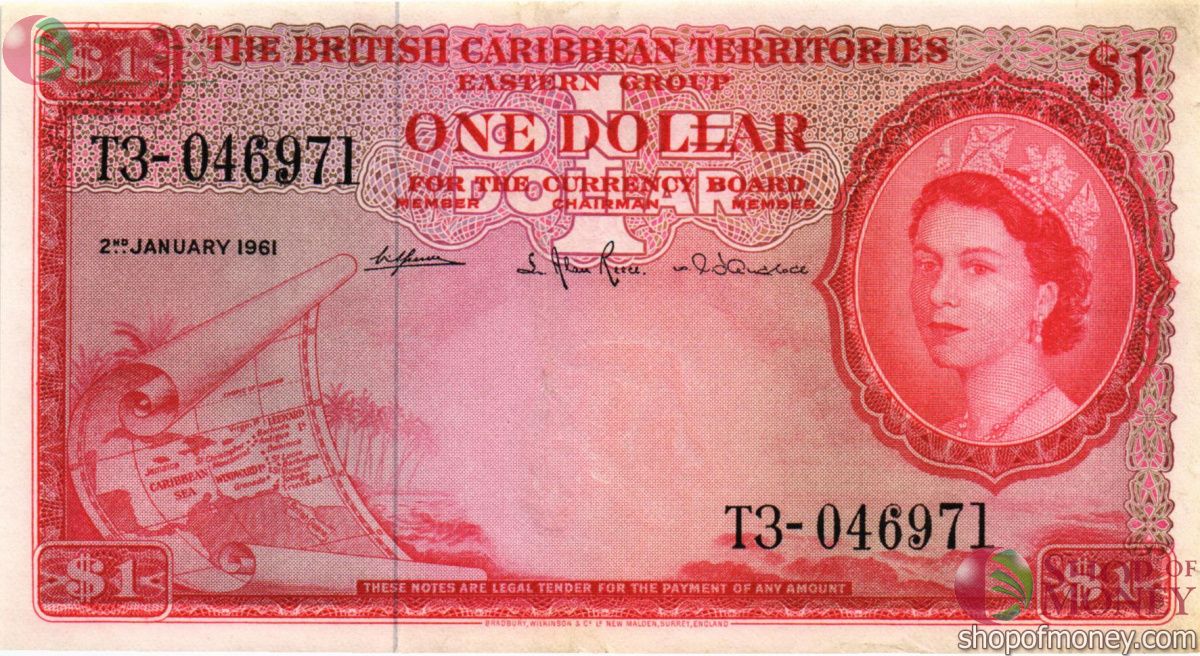 БРИТАНСКИЕ ВОСТОЧНЫЕ КАРИБЫ 1 ДОЛЛАР 1